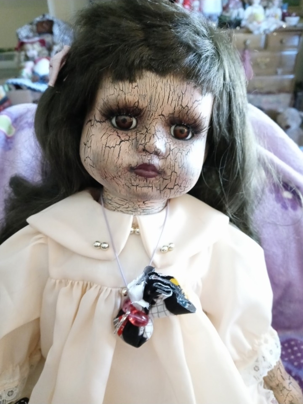 Vintage Style OOAK Doll in Cream Dress